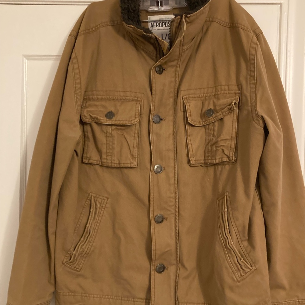 Aeropostale Men's Military Field Jacket in Brown